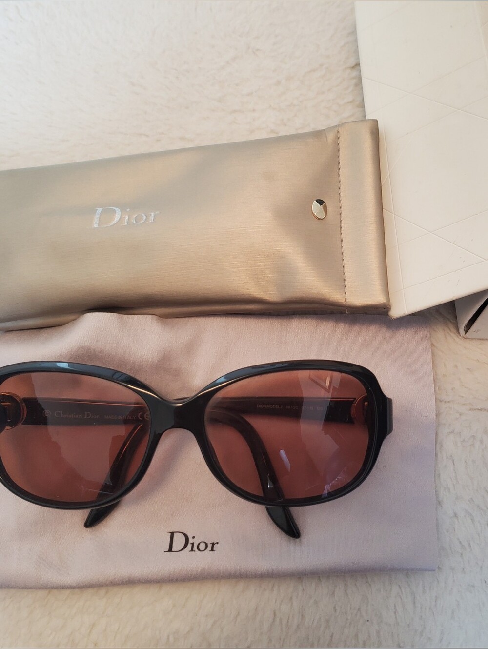Dior Black Frame Sunglasses and Pouch (With Prescription Lenses)